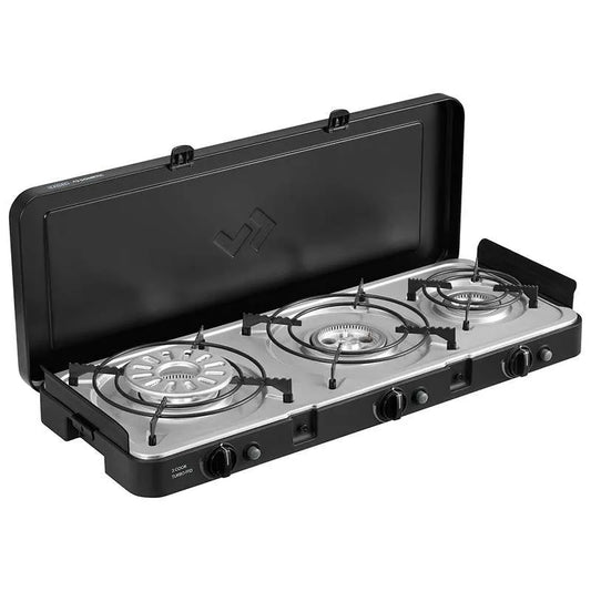 Portable gas stove with three burners