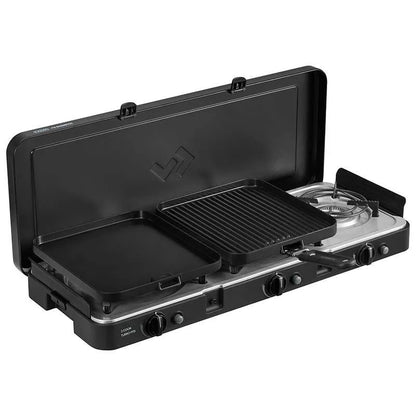 Portable stove with grill and burner