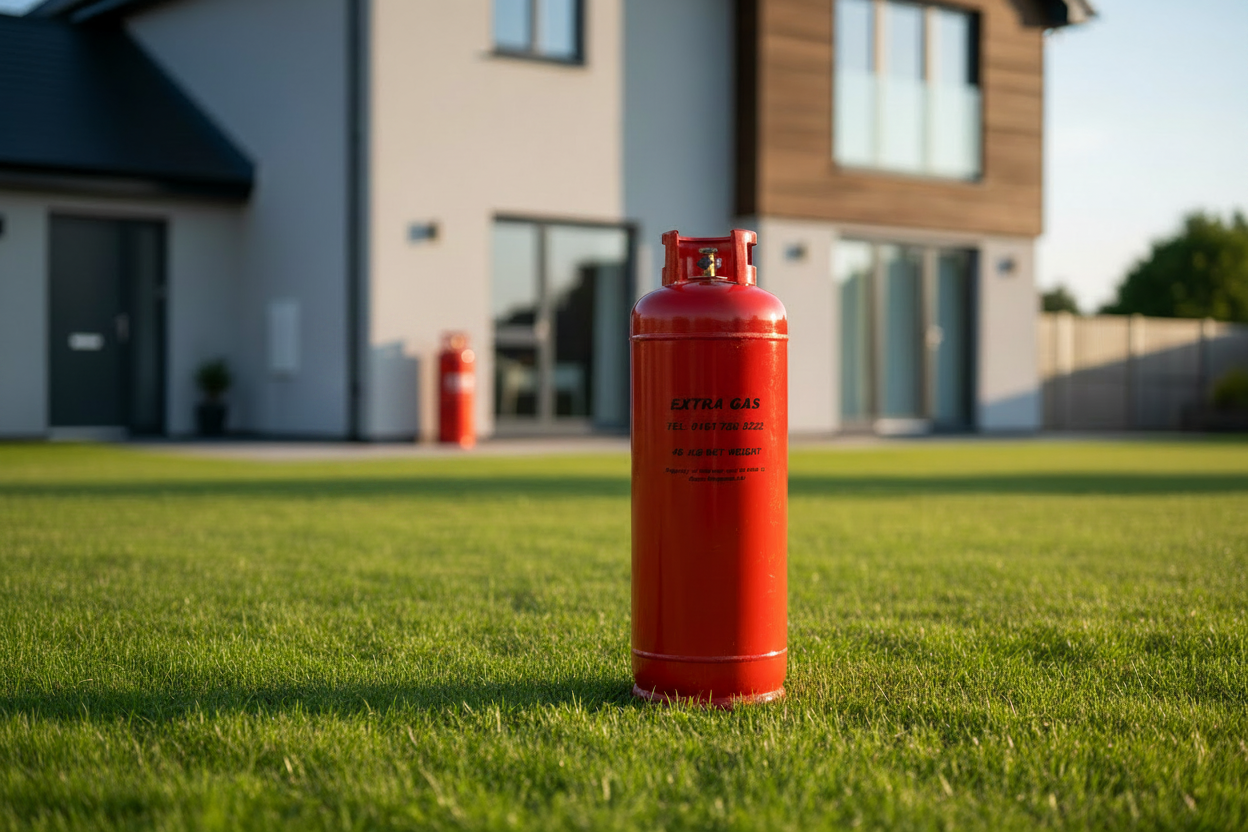 47kg Propane Gas Cylinder against house wall