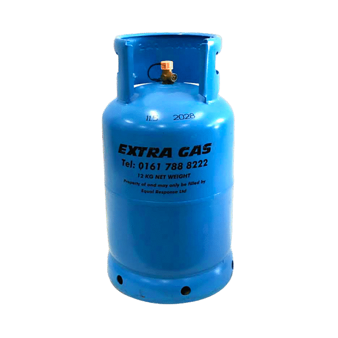 Butane gas cylinder with 'Extra Gas' branding