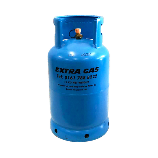 Butane gas cylinder with 'Extra Gas' branding