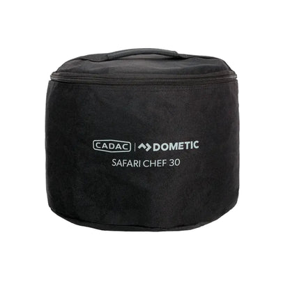 Black carrying case with Cadac Dometic logo on a white background