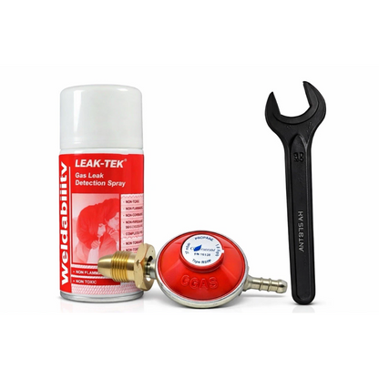 Propane Gas 37mbar Regulator Bundle – Regulator + Spanner + Leak Detector Spray
